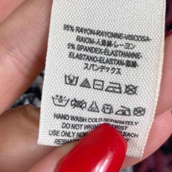 Free People Red Black Cold Shoulder Top - Picture 4 of 10